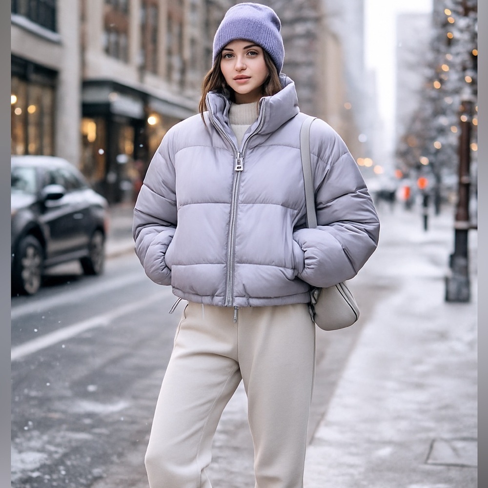 Hollister Puffer Collection Jacket – Lavender Gray – Women’s Large